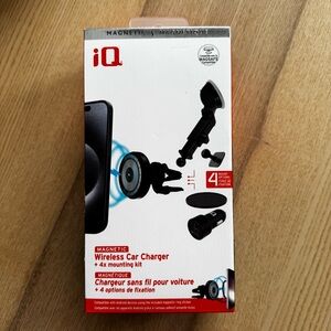 Magnetic Wireless Car Charger with Mounting Kit - Black